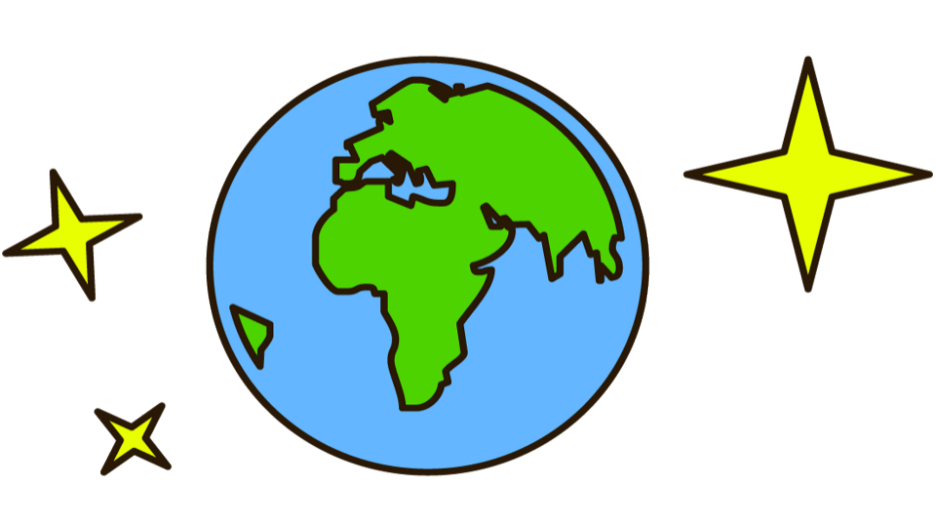 Earth and 3 stars around it illustration