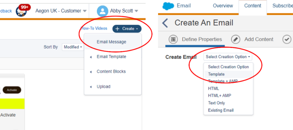 Email template step 1