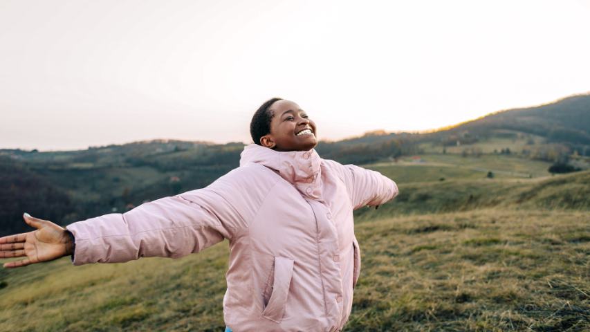 girl smiling in rural environment