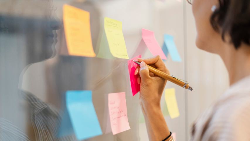 writting on sticky post-it note