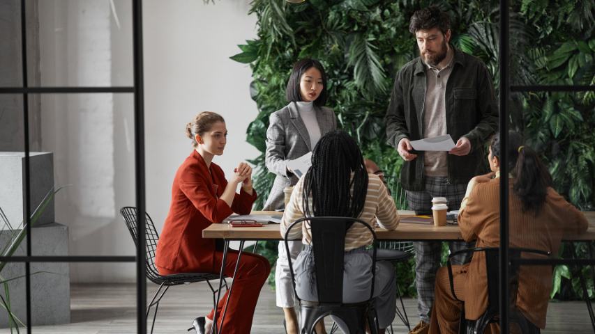 Team meeting in modern office meeting room