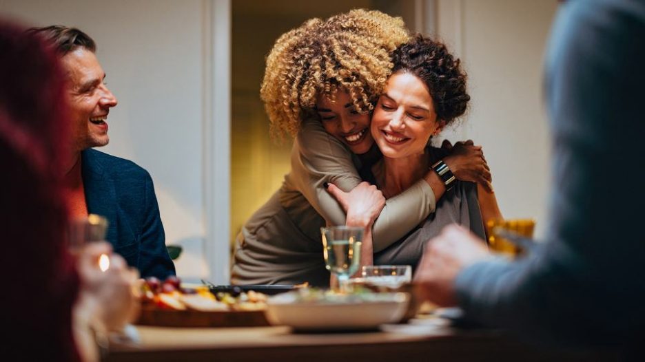 Two women enjoying time together in a cafe