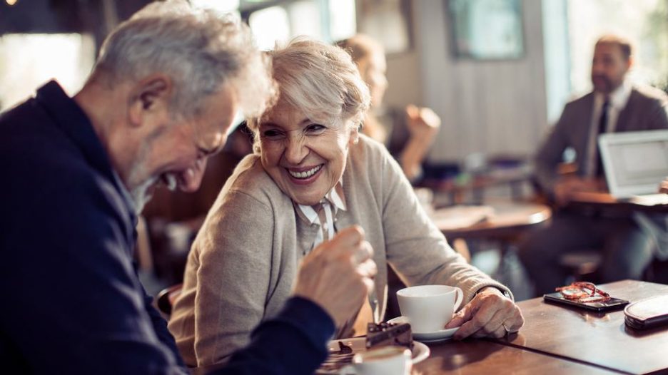 couple laughing and smiling