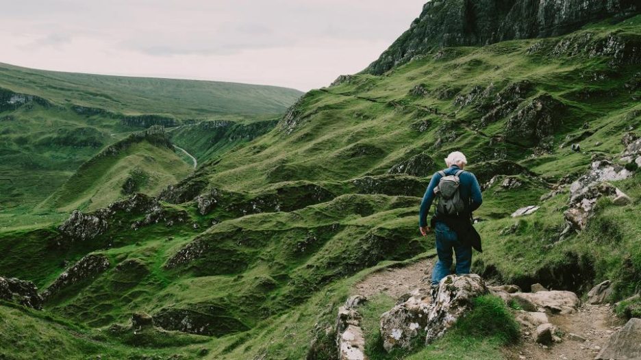 white haired hill walker 